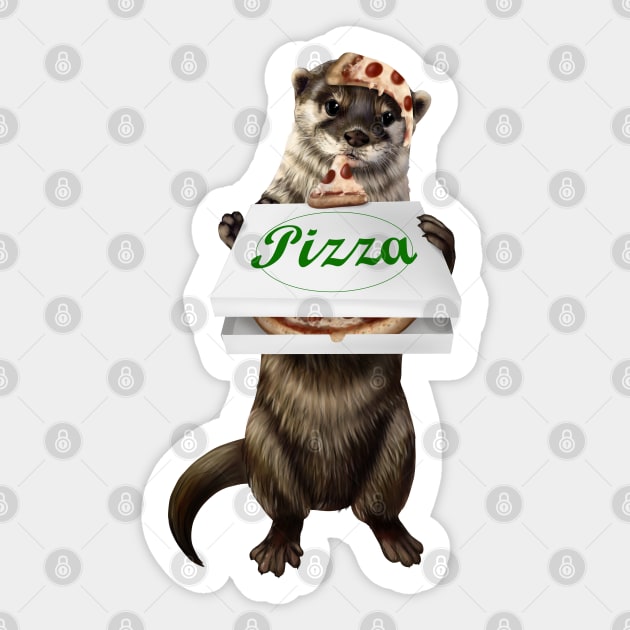 Pizza otter Sticker by Mehu Art